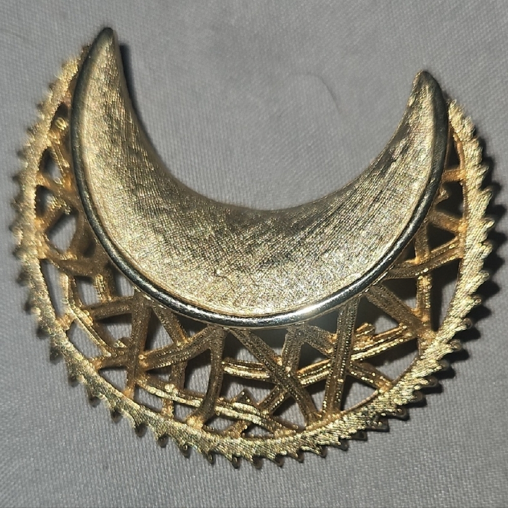 Chic Gold Crescent Brooch